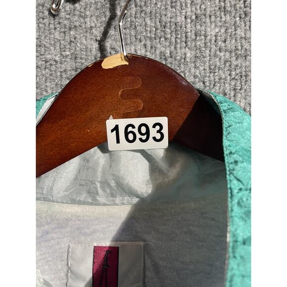 Vintage Active Jacket Mens Large Blue Green Colorblock Windbreaker 90s Zip - Picture 5 of 6